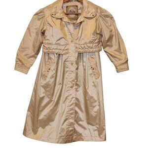 Vintage .W. Fisher I Girls 6x ivory Satin Dress Coat With Puff Sleeves & Ruffled